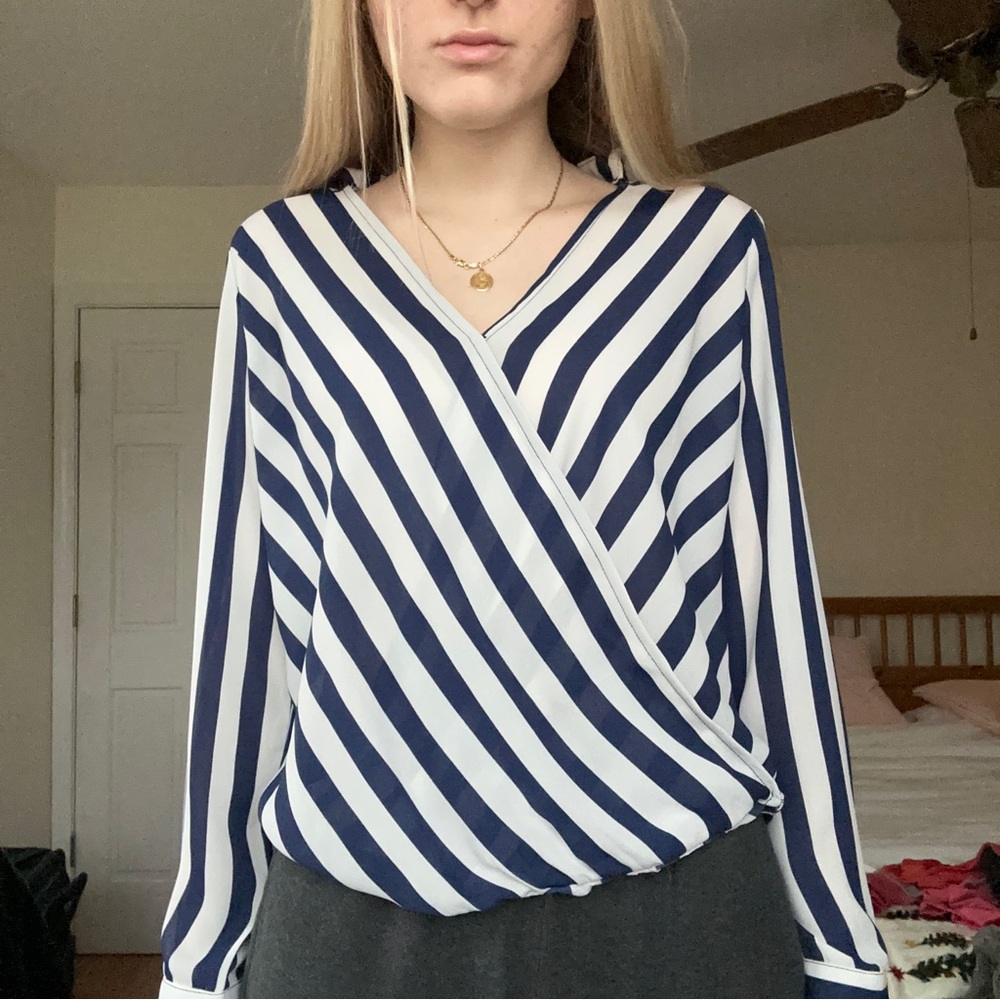 Beulah Striped Button Down Blouse - image 1